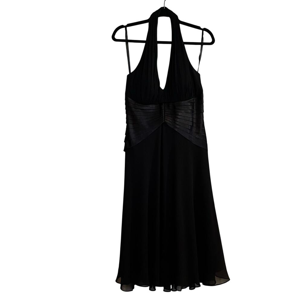 Vintage SL Fashions Dress Y2K‎ Halter V Neck Babydoll Satin Chiffon  8
